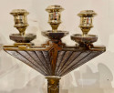 Art Deco Bronze Pair of Candlesticks Silver and Gold