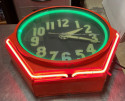 Art Deco Double Neon Hexagon Vintage Wall Clock