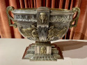 Art Deco Egyptian Revival  Silver and Brass Jardiniere Set
