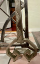French Art Deco Iron Steel Andirons High Quality Pair