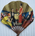 Art Deco French Paper Advertising Fan for Marie Brizard