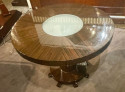 Macassar Round Art Deco Coffee Side Table with Center Light