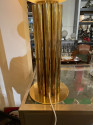 Custom Pair of Brass and Glass Table Torchiere Lamps