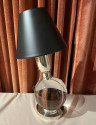 Jacques Adnet and Baccarat Crystal Ball Pair of Art Deco Table lamps