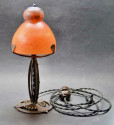 Iron Art Deco Table Lamp with Daum Nancy Unusual Shade