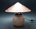 Pink Muller Freres Luneville 2 Piece Mushroom Pink Salmon Color Glass Lamp