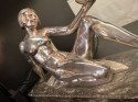 Art Deco Lady Lamp Statue with French Glass