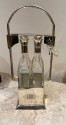 Jugendstil Tantalus Two Bottle Silver Plate Vintage Liquor Set