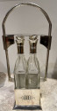 Jugendstil Tantalus Two Bottle Silver Plate Vintage Liquor Set