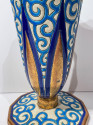 Longwy Art Deco French Cloisonné Ceramic Vase With Triangles