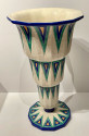 Longwy Art Deco French Cloisonné Ceramic Vase With Triangles Grand Size