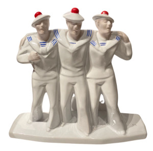 Art Deco Sailors on Leave Earthenware Ceramic Sculpture 1930