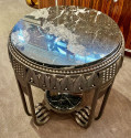 Art Deco Ironwork Coffee or Side Table with Black White Marble Top