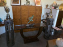French Style Art Deco Iron and Marble Display Stand