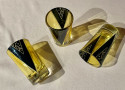 Decanter and Glasses by Karl Palda with Yellow Black Pattern
