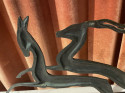 Bronze Art Deco Pair of Leaping Gazelle on Marble Base
