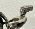 Silvered Bronze Art Deco Statue Pair Horse & Ryder 