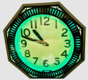 Art Deco Neon Hexagon Vintage Wall Clock with Spinner
