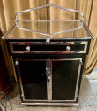 Art Deco Bar or Display Cabinet in Black Glass and Chrome