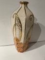 Longwy Art Deco French Cloisonné Ceramic Vase Gold Trim