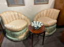 Hollywood Regency Art Deco Brocade Fan Backed Chairs