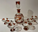 Decanter and Glasses Modernist by Karl Palda with Rootbeer-Burgandy Color 