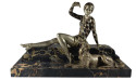Art Deco Bronze Statue Woman & Borzoi Dog by Molins