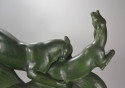Art Deco French Bronze Sculpture of Panther and Gazelle by Ouline