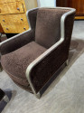 Art Deco Club Chairs with Footrest Mohair Fabric