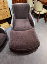 Art Deco Club Chairs with Footrest Mohair Fabric