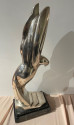 Kelety Art Deco Silvered Bronze and Marble Eagle Sculpture Art Deco