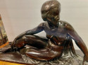 Auguste Guénot, French Art Deco Sculptor 1924 Reclining Female Model 1st Edition