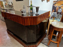 Art Deco L Shaped Stand Behind Macassar Bar and 3 Bar Stools