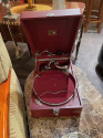 1930 Portable Gramophone His Master's Voice Original  Red Covered Finish