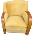 Unusual Original Club Chairs Wood Arm Rests Round Shape