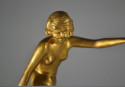 Pierre Le Faguays Gilded Bronze Sculptures Pair Dancers French Art Deco