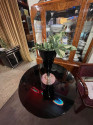 Art Deco Large Black Glass Vase with Chrome Base