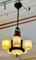 Art Deco Chandelier with Bakelite and Faceted Slip Shade Glass.