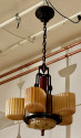 Art Deco Chandelier with Bakelite and Faceted Slip Shade Glass.