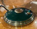 Modernist Art Deco Enamel Green and Brass Table Lamp