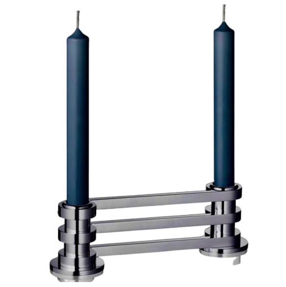 Puiforcat Silver-plate Candlestick Modernist Art Deco French Design