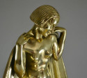 Raymonde Guerbe Rare Art Deco Bronze Sculpture Lady With Cape Guillemard Edition