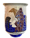 Longwy Primavera Art Deco Cloisonné Vase Alpaca and Bird