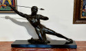 Art Deco Bronze Warrior Javelin Thrower by P. Hugonnet French 1930s