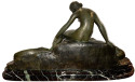 Ary Bitter Bronze Sculpture of Diana with 2 Greyhounds in Nature