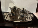 Art Deco Round Chrome Five Piece Tea and Coffee Set