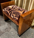 Art Deco European Wooden Petite Bench Original Fabric