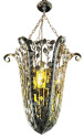 Iron Nickel Art Deco Hanging Light Fixture Floral French