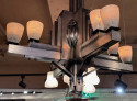 French Art Deco Chandelier Antique Nickel Modernist Rare Light Fixture