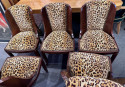 Art Deco Barrel Dining Office Chairs with Custom Leopard Fabric French
